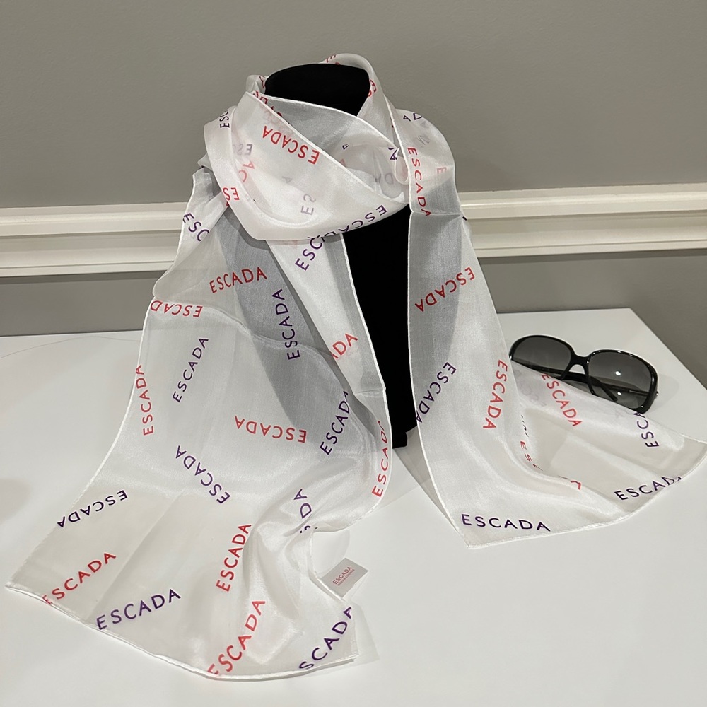 Escada Ocean Lounge 100% Silk Lightweight Scarf NWOT